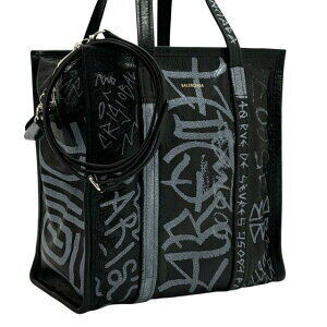 Balenciaga Graffiti Bazaar Shopper Tote Shoulder Bag Black Leather